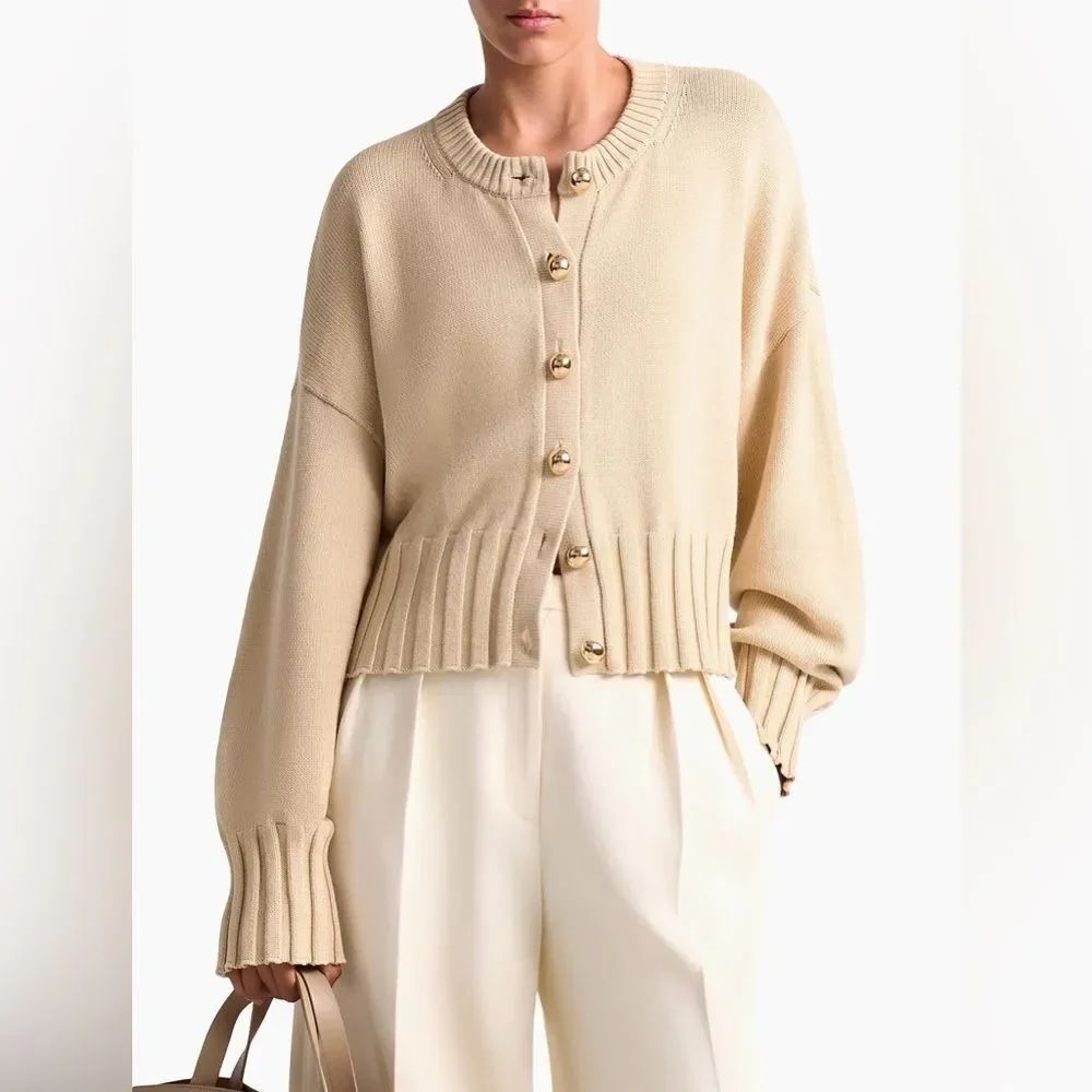 Altuzarra Natural Cotton And Silk-Blend Cardigan size L